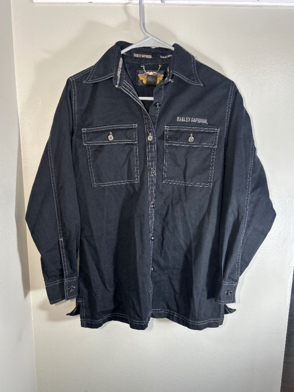 Harley Davidson Women’s Black Button Up Size XS 100% Cotton Biker Wear